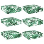 vidaXL Coussins de palette pour siège 6 Pièces Motif feuille 40x40x8 cm Tissu Oxford
