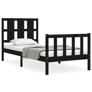 vidaXL Cadre de lit sans matelas noir 100x200 cm bois massif de pin