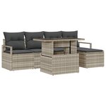 Ensemble de Canapé de Jardin vidaXL 6 Pièces avec Coussins Gris Clair