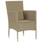 vidaXL Ensemble à manger de jardin et coussins 3 Pièces Poly rotin Beige