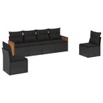 vidaXL Salon de jardin 6 Pièces avec coussins noir résine tressée