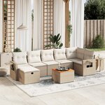 vidaXL Salon de jardin avec coussins 8 Pièces beige résine tressée