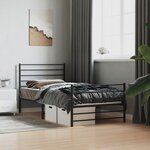 vidaXL Cadre de lit métal avec tête de lit/pied de lit noir 75x190 cm