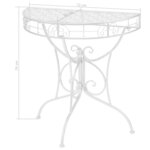 vidaXL Table d'appoint Vintage Demi-ronde Métal 72x36x74 cm Argenté