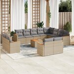 vidaXL Salon de jardin avec coussins 13 Pièces beige résine tressée