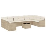vidaXL Salon de jardin 11 Pièces avec coussins beige résine tressée