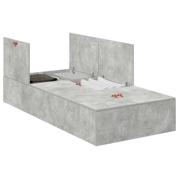 vidaXL Cadre de lit de rangement en béton gris 80x200 cm