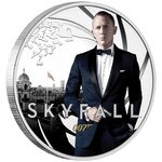 Pièce de monnaie 50 Cents Tuvalu 2022 1/2 once argent BE – James Bond (Skyfall)