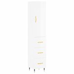 vidaXL Buffet haut Blanc brillant 34 5x34x180 cm Bois d'ingénierie