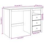 Bureau table poste de travail meuble d'ordinateur informatique étude Panama 112 x 45 x 75 cm bois massif de pin brun 02_0023930