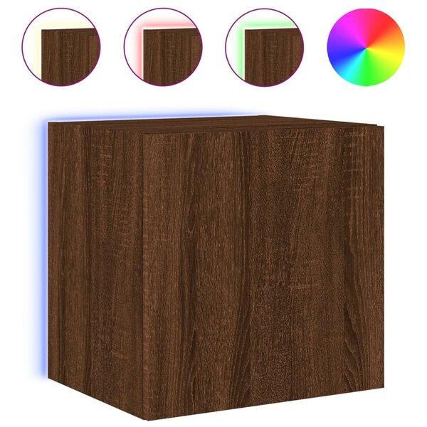 vidaXL Meuble TV mural avec lumières LED chêne marron 40 5x35x40 cm