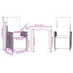 vidaXL Ensemble à manger de jardin 3 Pièces et coussins marron poly rotin