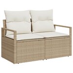 Ensemble de Canapés de Jardin de 9 Pièces avec Coussins Beige Poly Rattan Acacia