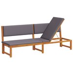 vidaXL Chaise longue 3 en 1 avec coussins gris clair en bois d'acacia