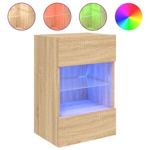 vidaXL Meuble TV mural avec lumières LED chêne sonoma 40x30x60 5 cm