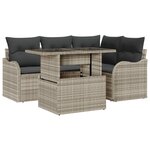 Ensemble de Canapé de Jardin 5 Pièces avec Coussins Gris Clair Poly Rattan