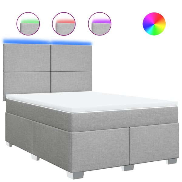 vidaXL Sommier à lattes de lit avec matelas Gris clair 140x200cm Tissu