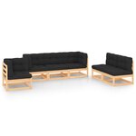 Salon de jardin meuble d'extérieur ensemble de mobilier 6 pièces avec coussins bois de pin massif 02_0016687