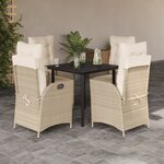 vidaXL Ensemble à manger de jardin avec coussins 5Pièces Beige poly rotin