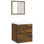 vidaXL Armoire lavabo de salle de bain et bassin et miroir Chêne fumé