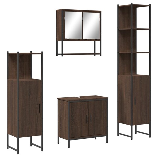 vidaXL Ensemble de meubles de salle de bain 4 Pièces Chêne marron