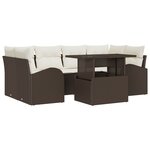 vidaXL Ensemble de canapés de jardin 7 pièces avec coussins marron en poly rotin