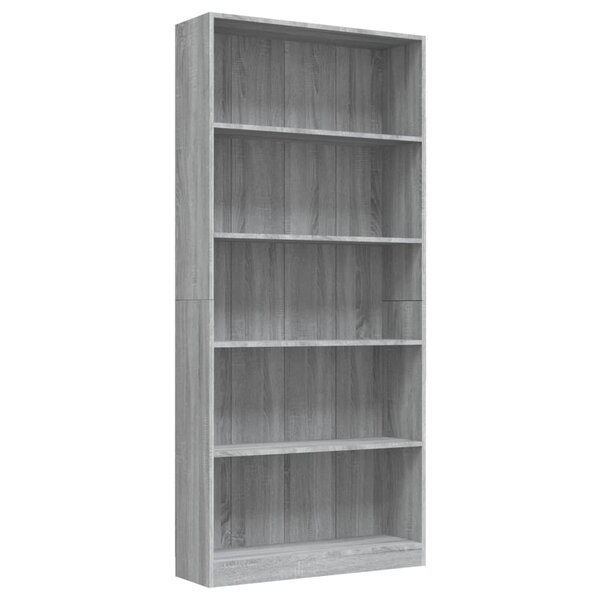 vidaXL Bibliothèque 5 niveaux Sonoma gris 80x24x175 cm