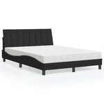 vidaXL Lit avec matelas noir 140x200 cm velours
