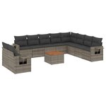 vidaXL Salon de jardin 11 Pièces avec coussins gris résine tressée