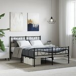 vidaXL Cadre de lit métal sans matelas avec pied de lit noir 160x200cm