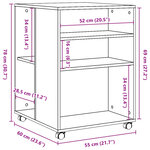 vidaXL Table d'appoint avec roues sonoma gris bois d'ingénierie