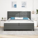 Lit Box Spring vidaXL avec Matelas et LED en Gris Foncé  200x200 cm Tissu