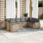 vidaXL Salon de jardin avec coussins 9 Pièces beige résine tressée