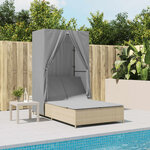 vidaXL Chaise longue double avec toit et rideaux beige résine tressée