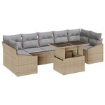 vidaXL Ensemble de canapé de jardin 8 pièces avec coussins beige en poly rotin