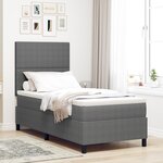 vidaXL Lit Box Spring avec Matelas et Lumière LED Grise Simple en Tissu Corduroy