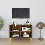vidaXL Meuble TV avec pieds en bois massif Chêne marron 69 5x30x50 cm