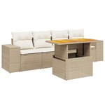 vidaXL Salon de jardin avec coussins 5 Pièces beige résine tressée
