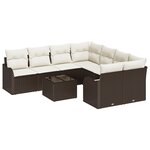 Ensemble de Canapé de Jardin 9 Pièces avec Coussins en Rattan Poly Marron