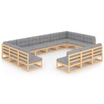 Salon de jardin meuble d'extérieur ensemble de mobilier 13 pièces avec coussins bois de pin massif 02_0015725