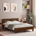 vidaXL Cadre de lit avec LED sans matelas chêne marron 135x190 cm