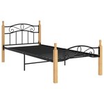 vidaXL Cadre de lit sans matelas noir métal bois chêne 100x200 cm