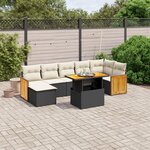 vidaXL Salon de jardin 8 Pièces avec coussins noir résine tressée