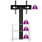 vidaXL Meuble TV d'angle 3 niveaux pour 32-70 pouces noir et argenté