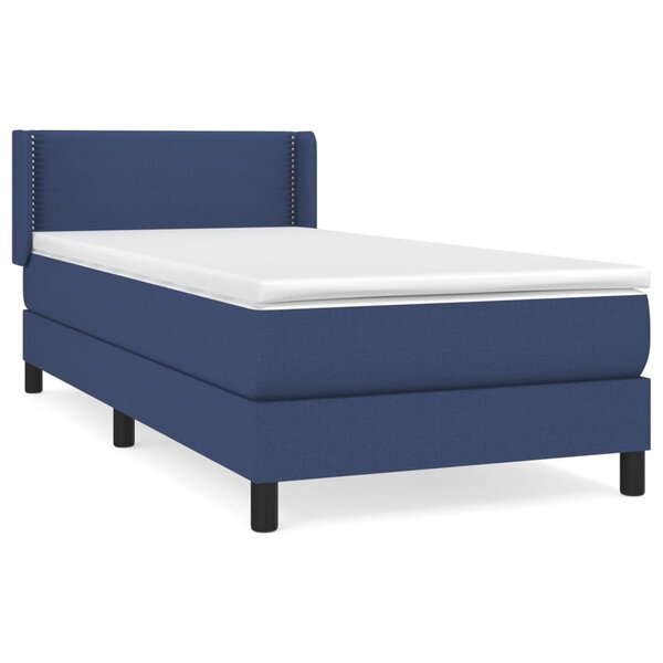 vidaXL Sommier à lattes de lit avec matelas Bleu 100x200 cm Tissu