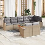 vidaXL Ensemble Canapé de Jardin 9 pièces avec Coussins Beige Poly Rattan Acacia