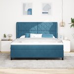 Literie Box Spring vidaXL avec matelas bleu foncé 180x200 cm en velours