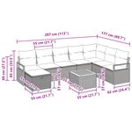 Ensemble Canapé de Jardin 9 Pièces avec Coussins Beige Rattan Poly