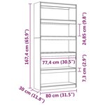 vidaXL Bibliothèque/Séparateur de pièce 80x30x167 4 cm pin massif