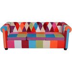 vidaXL Canapé Chesterfield 3 places tissu